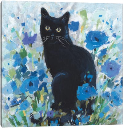 Blueming XIV Canvas Art Print - Black Cat Art