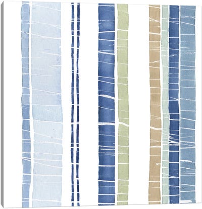 Bohemian Blue XIX Canvas Art Print - Stripe Patterns