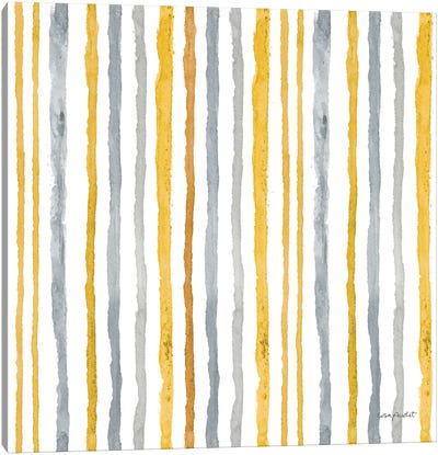 Happy Yellow XXVIA Canvas Art Print - Stripe Patterns