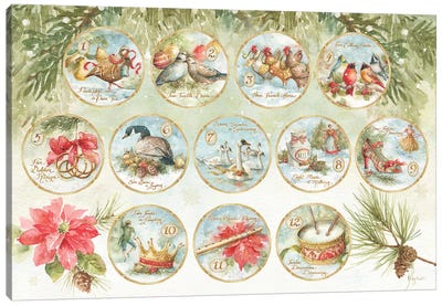 12 Days Of Christmas Canvas Art Print - Traditional Tidings