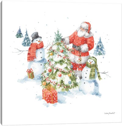 Welcoming Santa VIII Canvas Art Print - Snowman Art