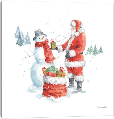 Welcoming Santa IX Canvas Art Print - Snowman Art