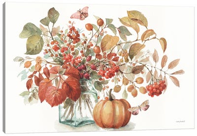 Lisa Audit Canvas Wall Decor Prints - Autumn in Nature I on Aqua ( Seasons > Autumn > Pumpkins art) - 26x40 in