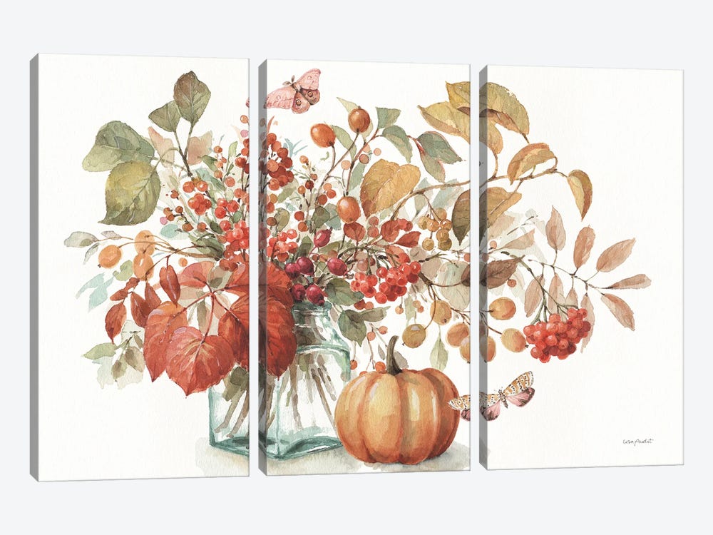 Autumn In Nature I On White by Lisa Audit 3-piece Art Print