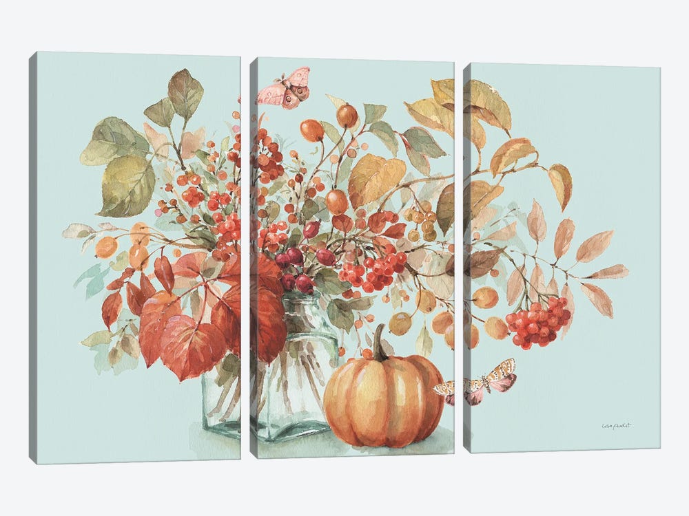 Autumn In Nature I On Aqua by Lisa Audit 3-piece Canvas Artwork