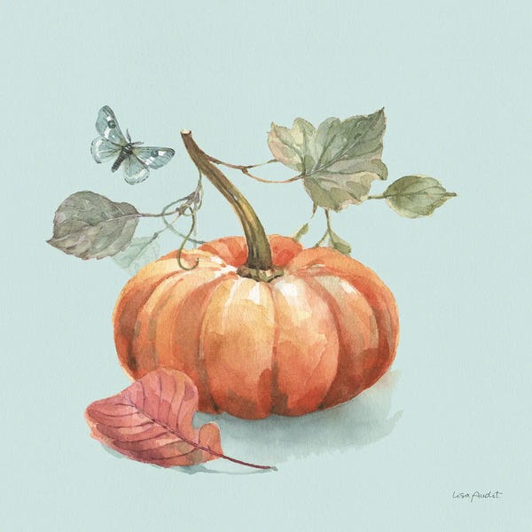 Pumpkins: Autumn In Nature IV On Aqua by Lisa Audit