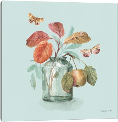 Autumn In Nature V On Aqua Canvas Art Print - Lisa Audit