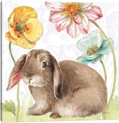 Spring Softies Bunnies III Purple Canvas Art Print - Lisa Audit