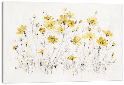 Wildflowers I Bright Yellow Canvas Art Print - Large Art for Living Room