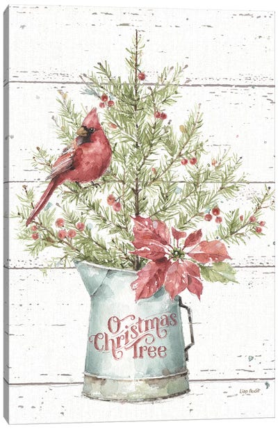 A Christmas Weekend II Shiplap Canvas Art Print - Cardinal Art