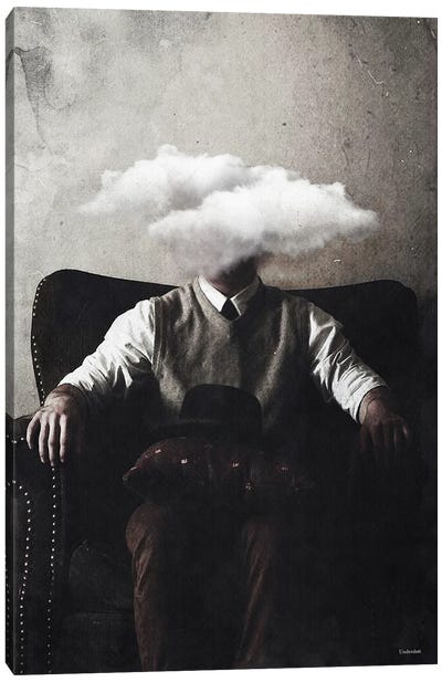 Overthinking Canvas Art Print - Head in the Clouds