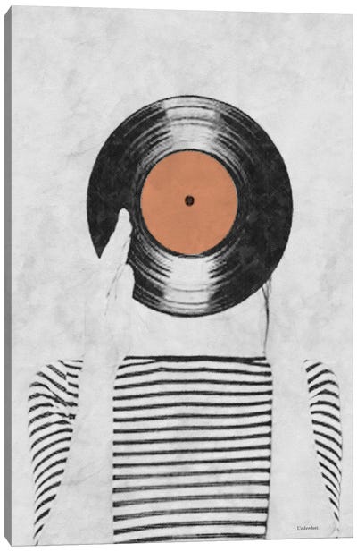 Vinyl Record Head Canvas Art Print - Hipster Art