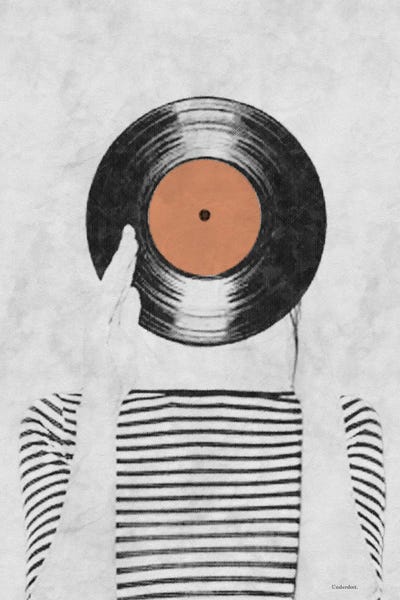 '70s Music: Vinyl Record Head by Underdott Art
