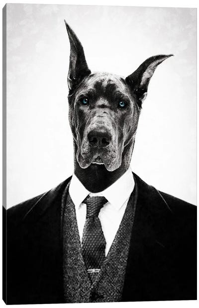 Black Dog Canvas Art Print - Underdott Art