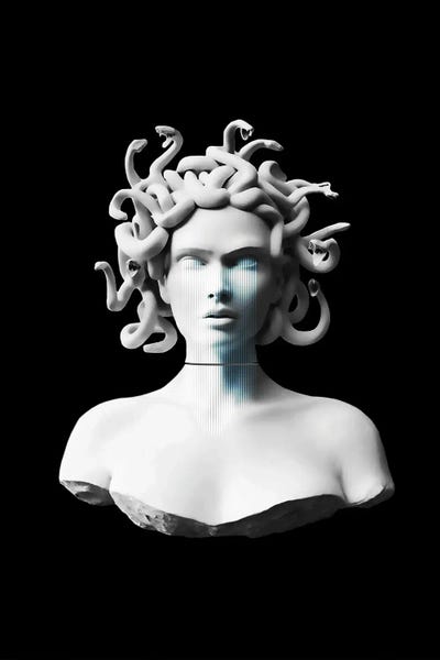 Large Black & White Art - Canvas Prints: Decontructed Medusa by Underdott Art