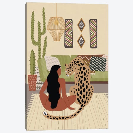 Just A Girl And Her Leopard Canvas Print #UGB24} by Mezay Ugbo Canvas Art Print