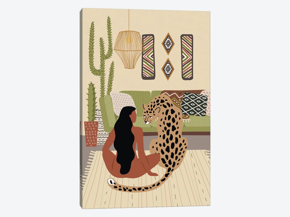 Just A Girl And Her Leopard by Mezay Ugbo 1-piece Canvas Art