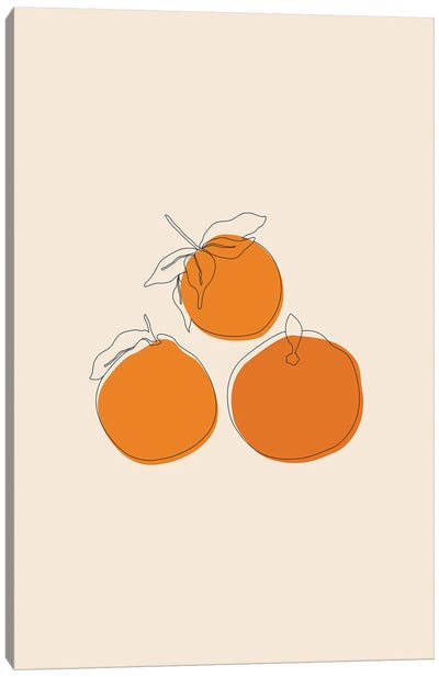 Tangerines Canvas Art Print - Minimalist Kitchen Art