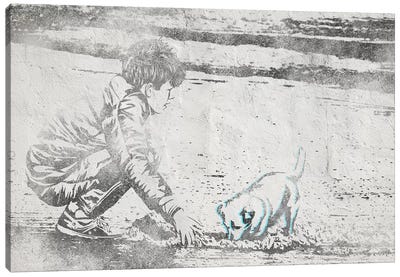 Digging Away Canvas Art Print - Puppy Art