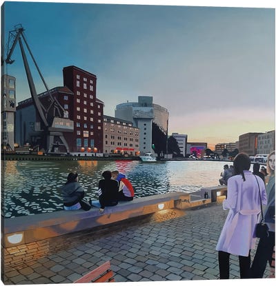 Abend Am Stadthafen Münster Canvas Art Print - Ulla Kutter
