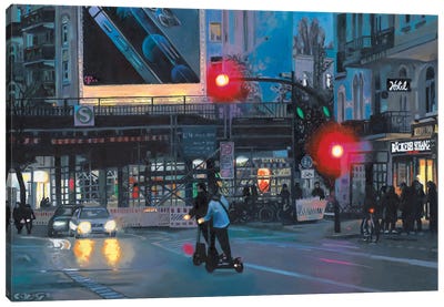 Blue Hour Canvas Art Print - Scooters