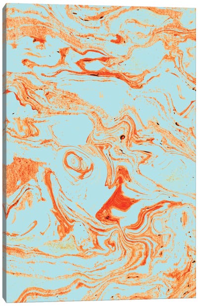 Flamingo + Sea Marble Canvas Art Print - Agate, Geode & Mineral Art
