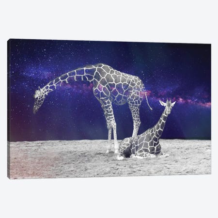 Giraffes On The Moon Canvas Print #UMA1026} by 83 Oranges Canvas Artwork