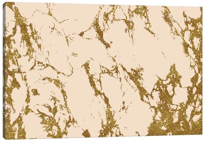 Blush & Gold Marble Canvas Art Print - Agate, Geode & Mineral Art