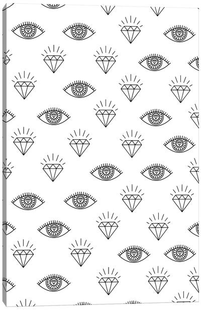 Diamond Eyes Canvas Art Print - Black & White Patterns