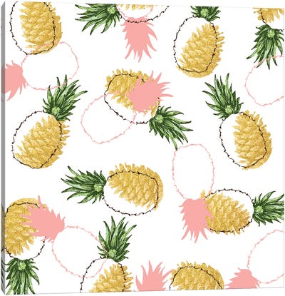 Pineapples & Pine Cones Canvas Art Print - Pineapple Art