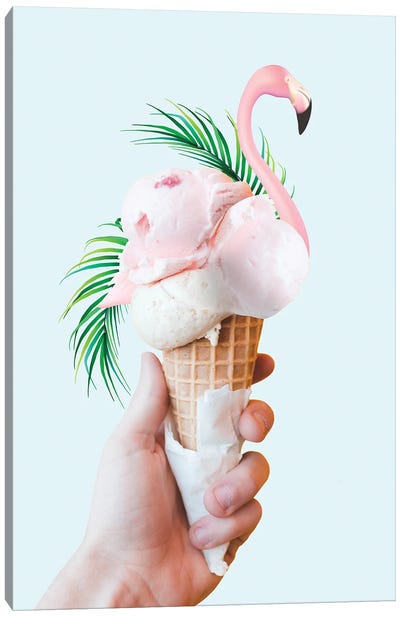 Tropical Ice Cream Canvas Art Print - Flamingo Art