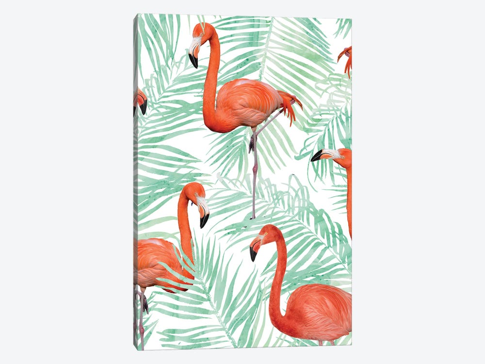 Flamingo And Mint Palm by 83 Oranges 1-piece Canvas Print