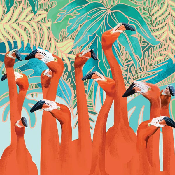 Tropical Living Room: Flamingo Party by 83 Oranges