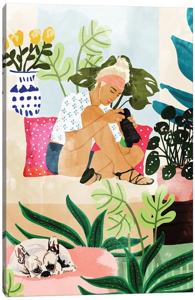 Miss Blogger Canvas Art Print - French Bulldog Art
