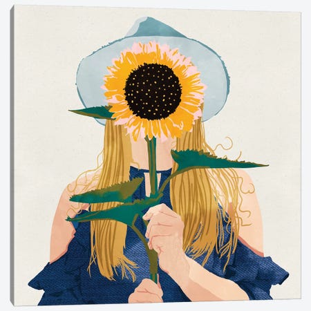 Miss Sunflower Canvas Print #UMA145} by 83 Oranges Canvas Print