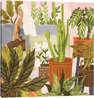 Playing For My Plants Canvas Art Print - Bohemian Instinct