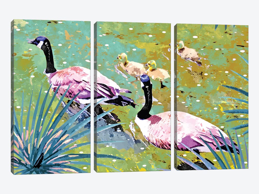 Be like ducks in a pond by 83 Oranges 3-piece Art Print