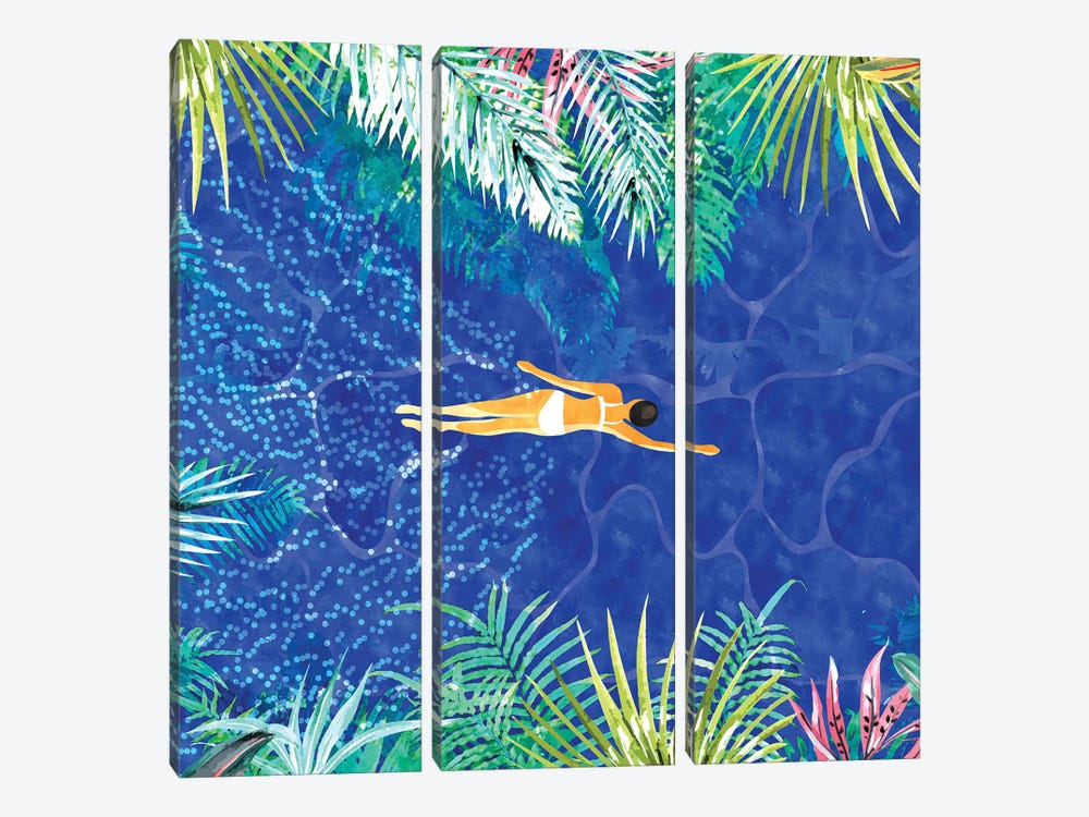 Tropical Jungle Pool by 83 Oranges 3-piece Canvas Print