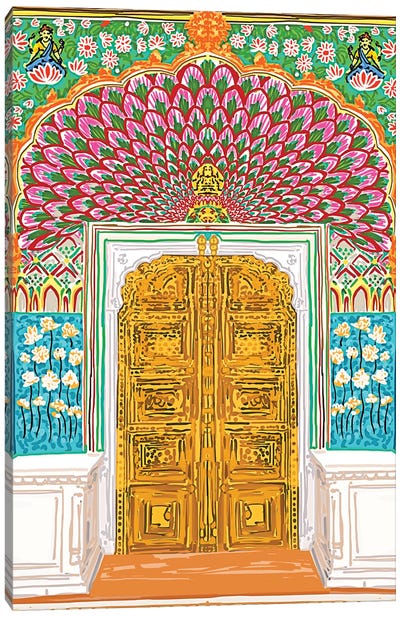 Jaipur Palace Front Entrance Door Canvas Art Print - Art by Asian Artists