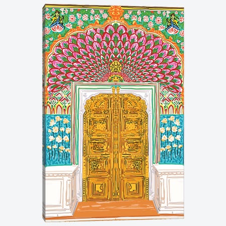 Jaipur Palace Front Entrance Door Canvas Print #UMA1541} by 83 Oranges Canvas Wall Art