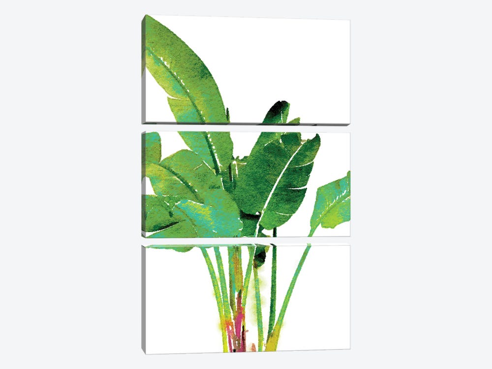 Tropical Banana Leaves Watercolor by 83 Oranges 3-piece Canvas Print