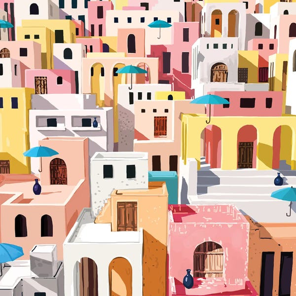 Mediterranean Décor: Pastel City Scape by 83 Oranges