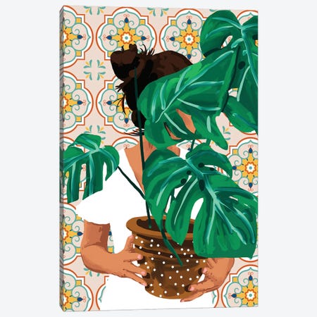 Monstera Plant Lady Canvas Print #UMA1572} by 83 Oranges Canvas Art Print