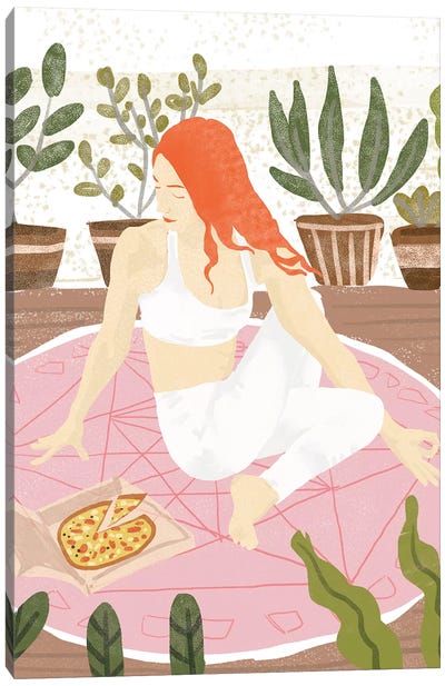 Yoga + Pizza Canvas Art Print - Plant Mom