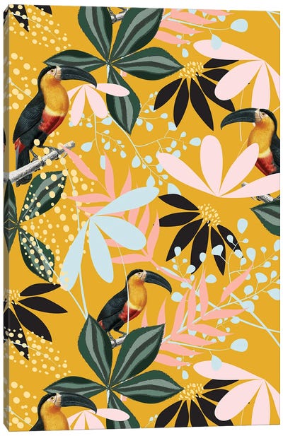 Tropical Toucan Garden Canvas Art Print - Toucan Art