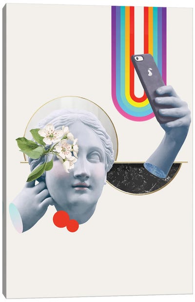 Greek Goddess Rainbow Selfie By Pear iPhone Canvas Art Print - Crude Humor Art