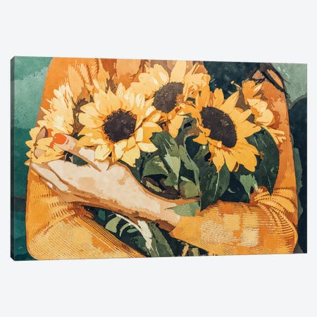 Holding Sunflowers Canvas Print #UMA163} by 83 Oranges Canvas Wall Art