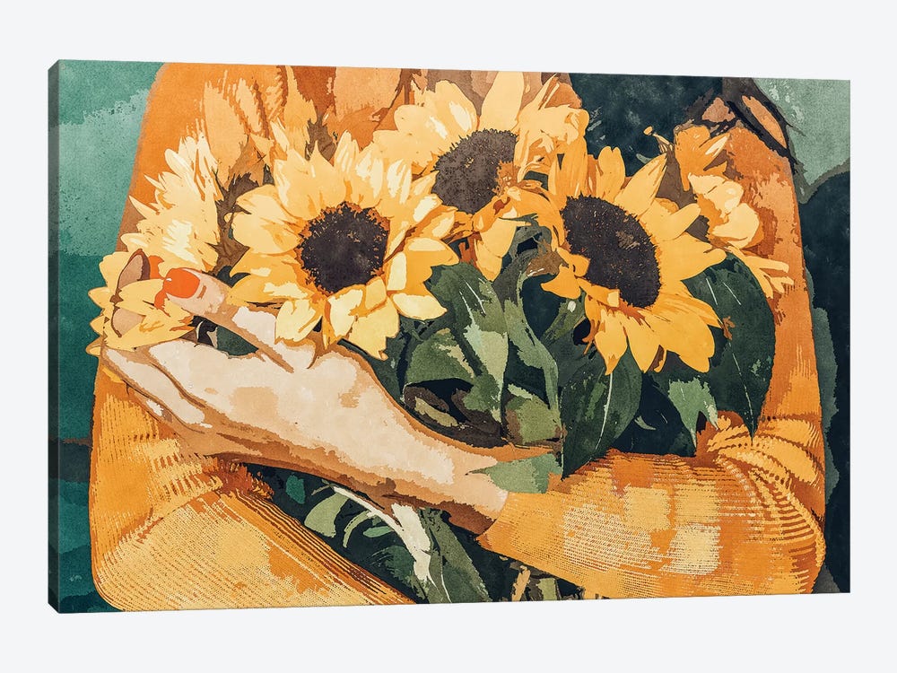 Holding Sunflowers by 83 Oranges 1-piece Canvas Art