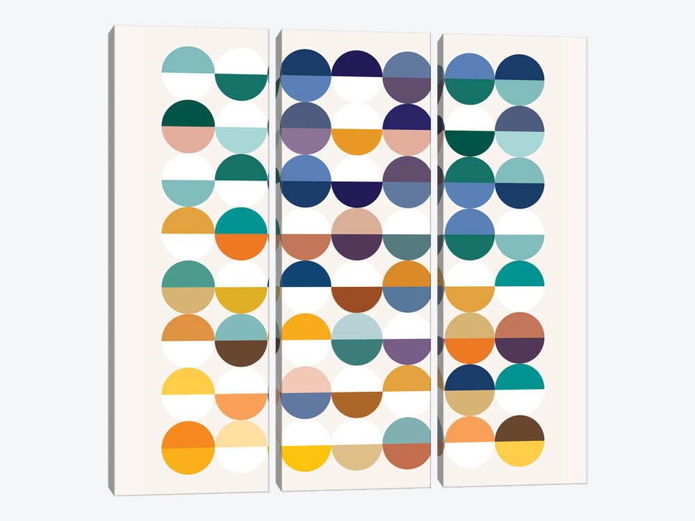 Modern Retro Geometric Half-Empty, Half-Full by 83 Oranges 3-piece Canvas Print
