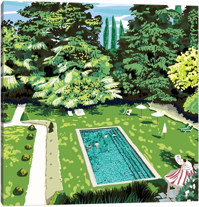 Life's Better Poolside Canvas Art Print - Swimming Pool Art